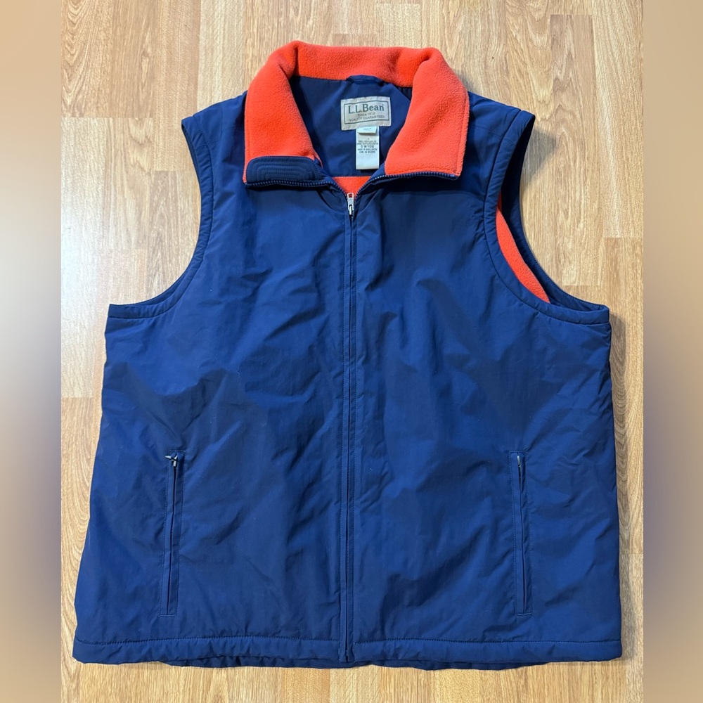 Vintage LL Bean Gilet Mens XXL Tall Blue Vest Zip Fleece Lined